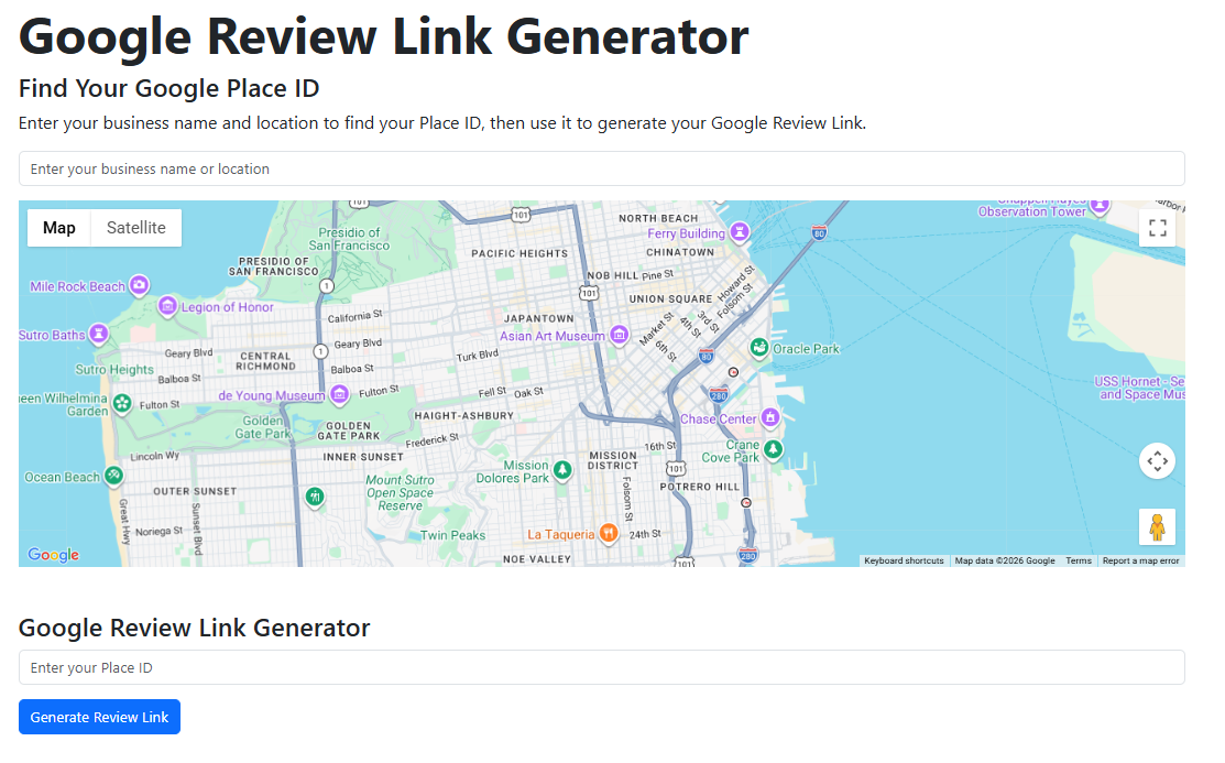 Google Review Link Generator Tool Screenshot